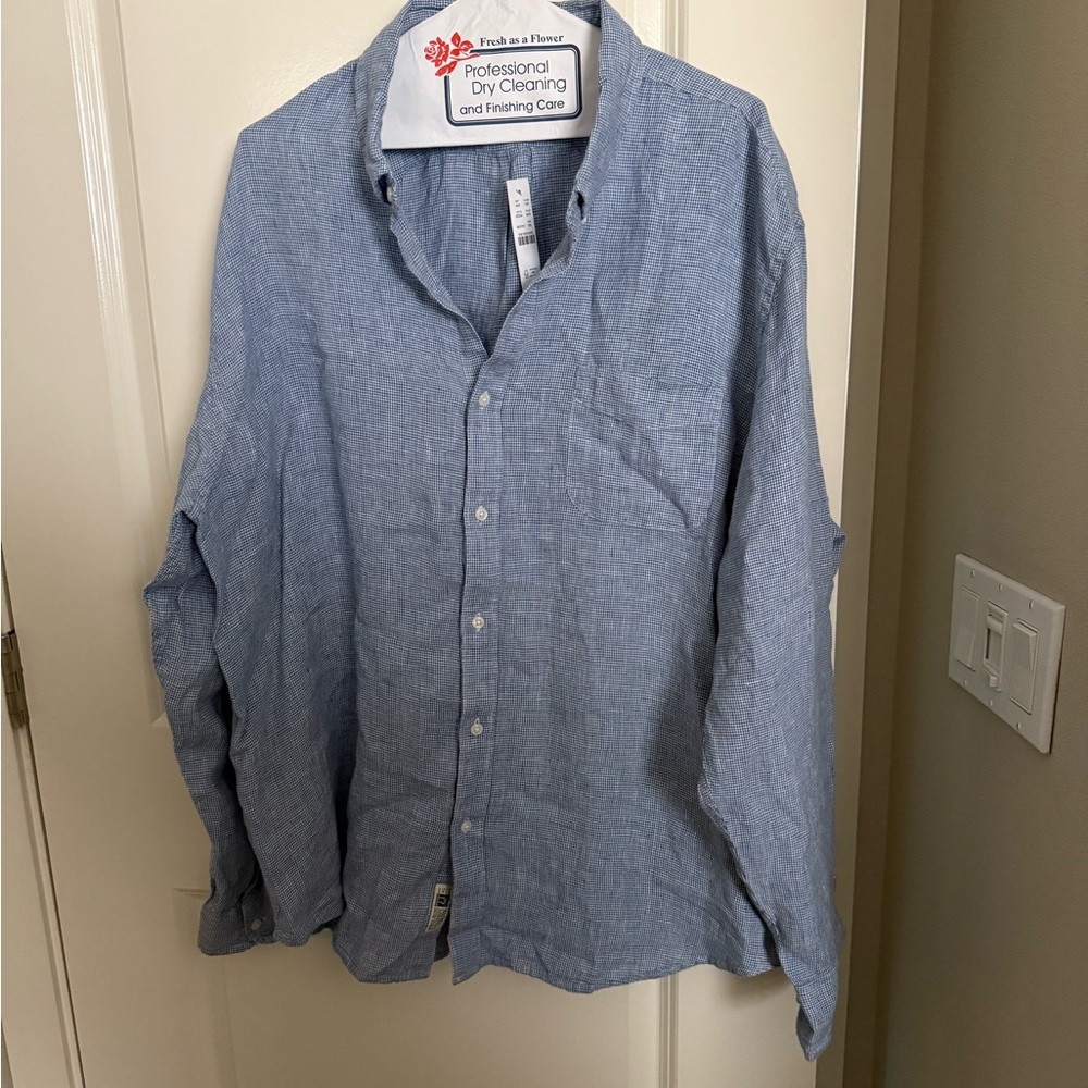 J Crew Houndstooth Irish Linen Button-Up Shirt